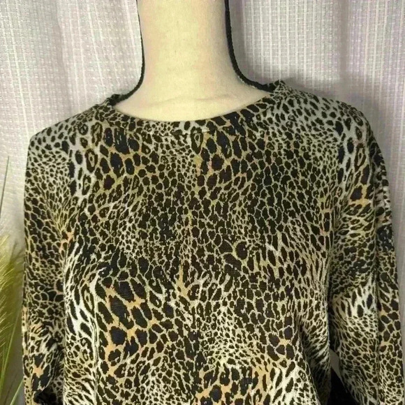 Zara Trafaluc Large Women’s Long Sleeve Animal Leopard Print Elastic Cropped Hem - Picture 4 of 10